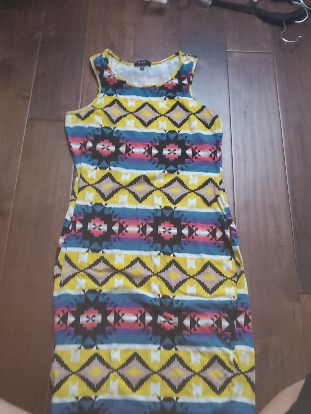 love J Yellow Aztec-Stripe Tank Dress Size Large Bodycon Dress
